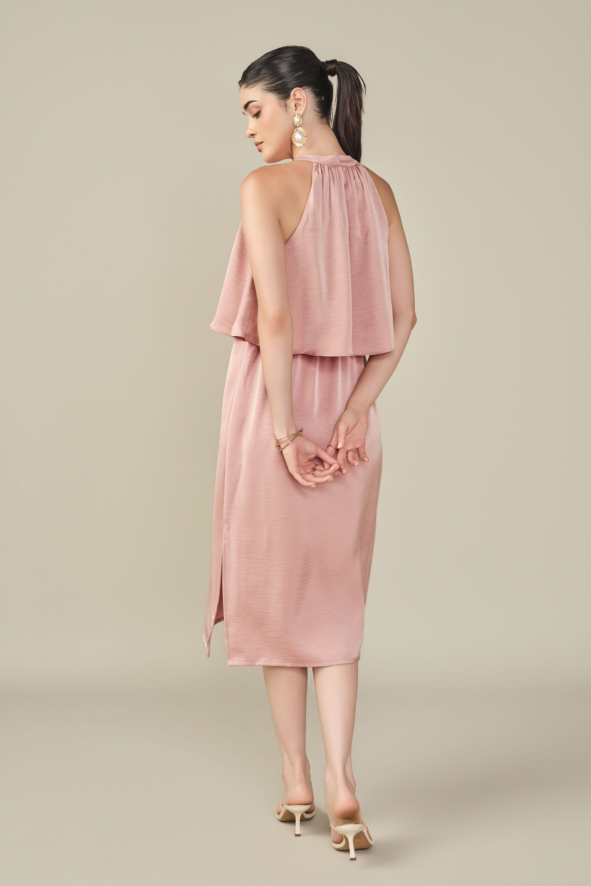 Halter Satin Dress in Dusty Rose, Rose Pink, image 6